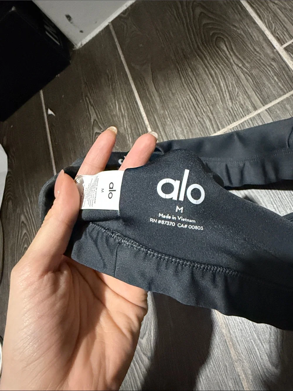Gray ALO Yoga Black Strappy Sports Bra